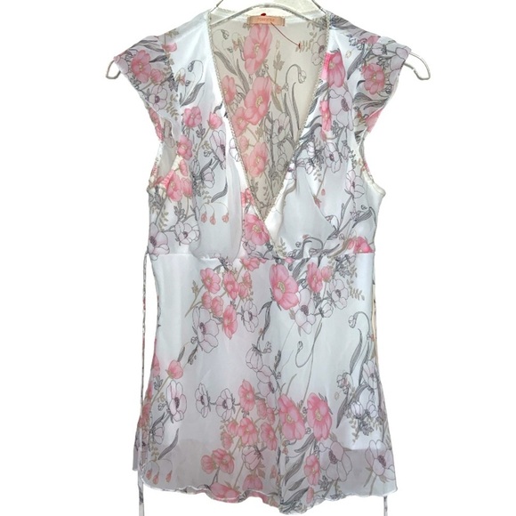 Forever 21 Sheer Pink Floral Pullover Top Size Large - Picture 5 of 5